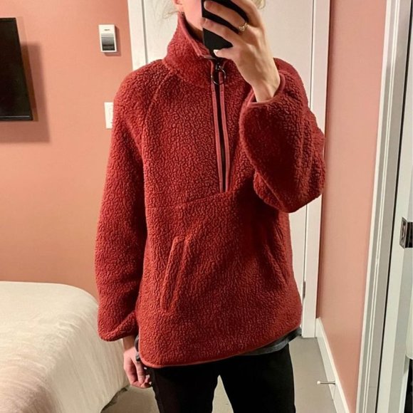 Madewell x Polartec Heathered Red Fleece Half-Zip Jacket XS/S - Picture 2 of 4